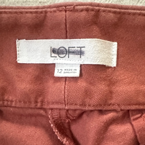 LOFT Women's Rust Orange High-Waist Cotton-Blend Shorts - Picture 3 of 4